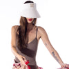 white widebrim visor made from cotton canvas with snapback