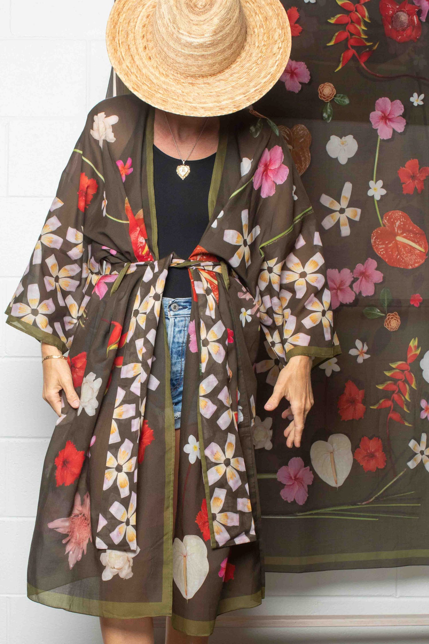 TropiCool - Moss Green - Cotton Kimono Robe