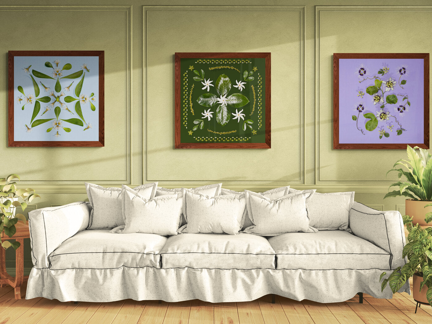 Hawaiian floral fine art photography prints displayed as wall art, by Lola Pilar Hawaii