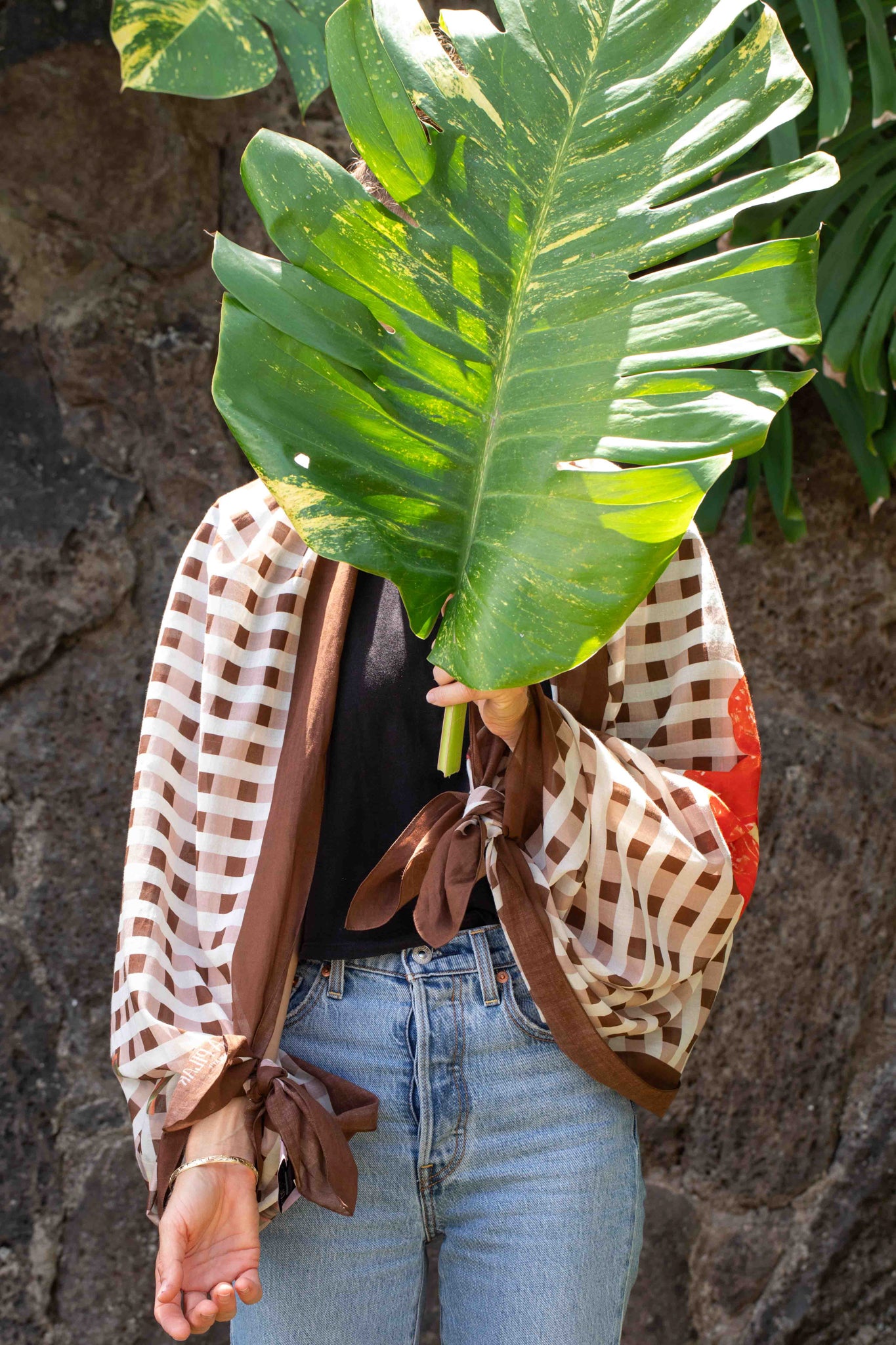 red anthurium kimono sarong shawl travel coverup Lola Pilar Hawaii