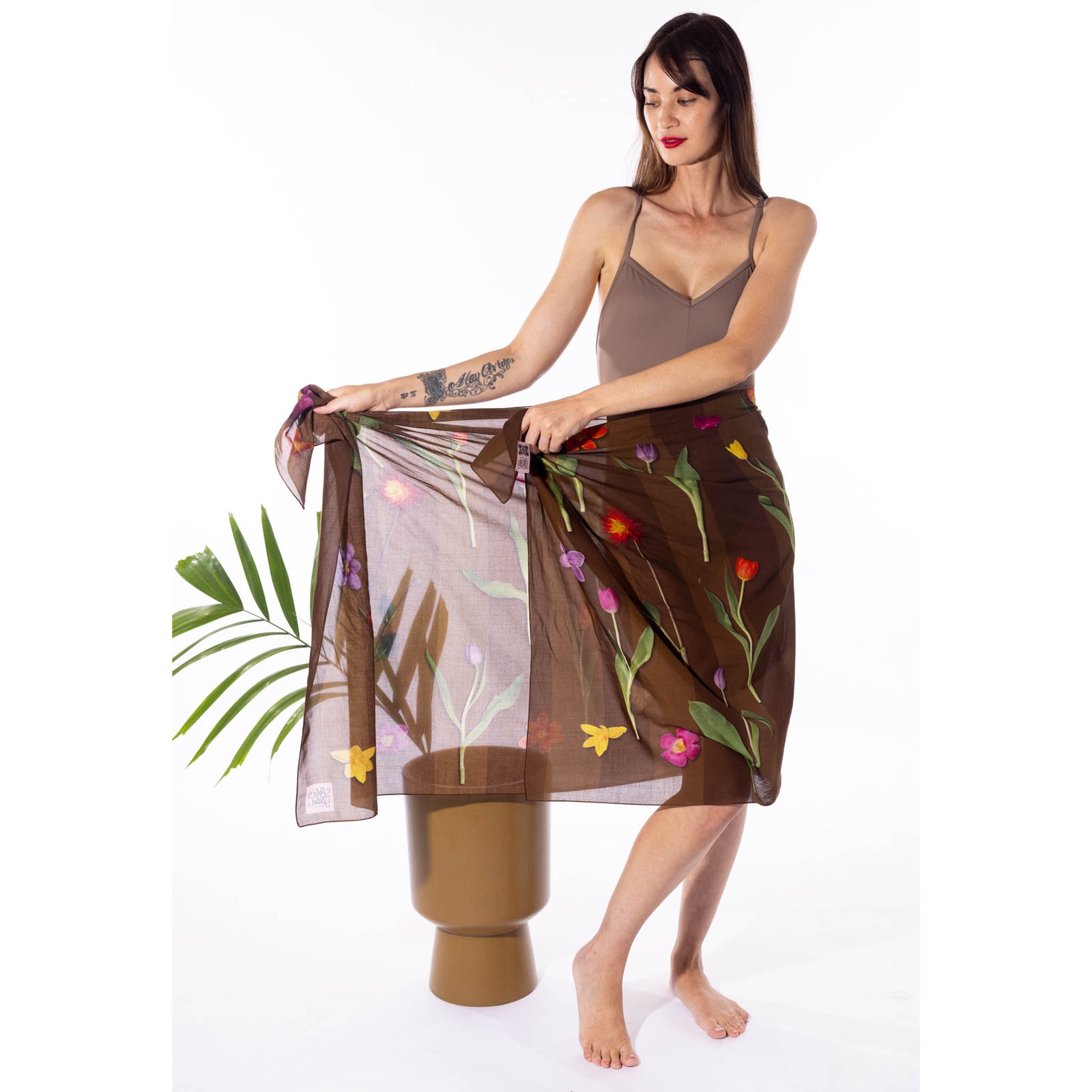 Tulips N' A Dahlia - Brown Stripes