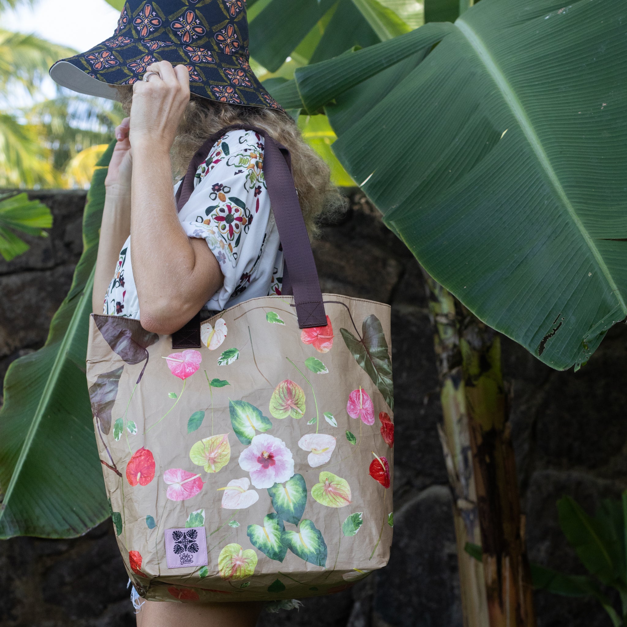 Pualani - Reversible Tyvek Tote Bag - Lola Pilar Hawaii