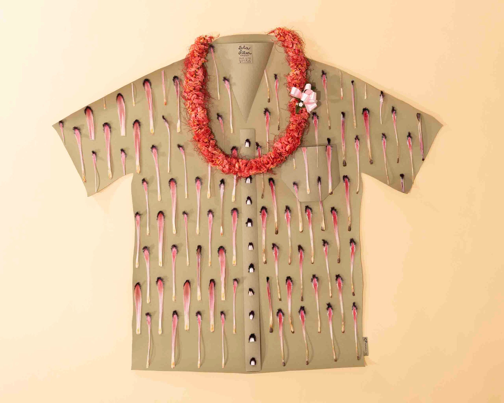 aloha friday collection lola pilar hawaii pink mink protea ohai alii lei aloha shirt paper artwork