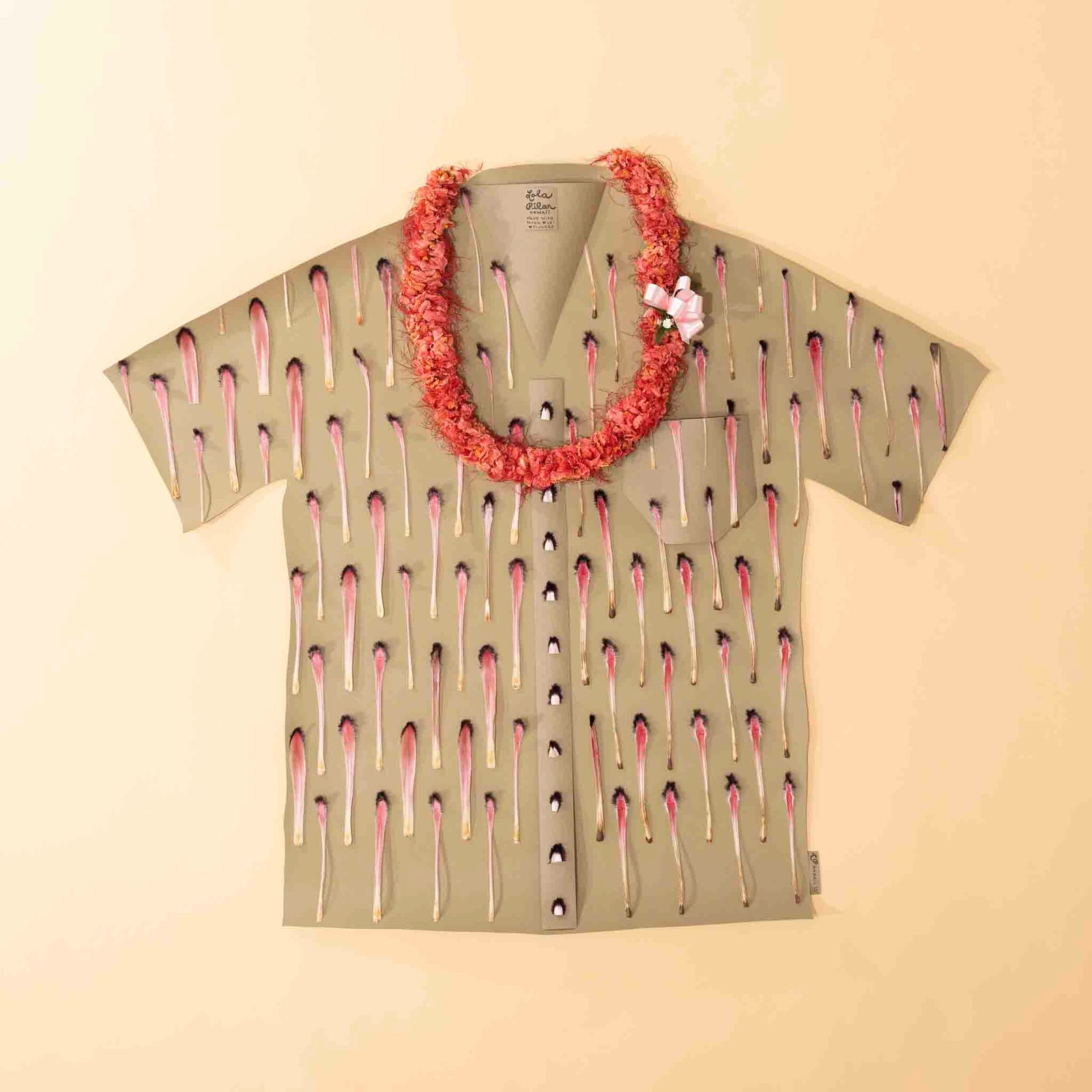 aloha friday collection lola pilar hawaii pink mink protea ohai alii lei aloha shirt paper artwork
