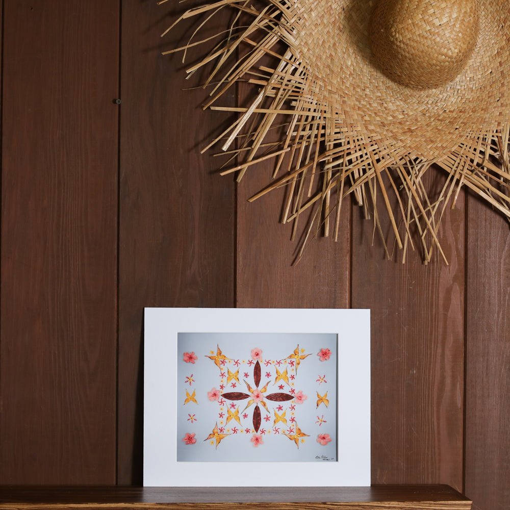 11x14 ti leaf hibiscus and plumeria designed in hawaii art made in hawaii