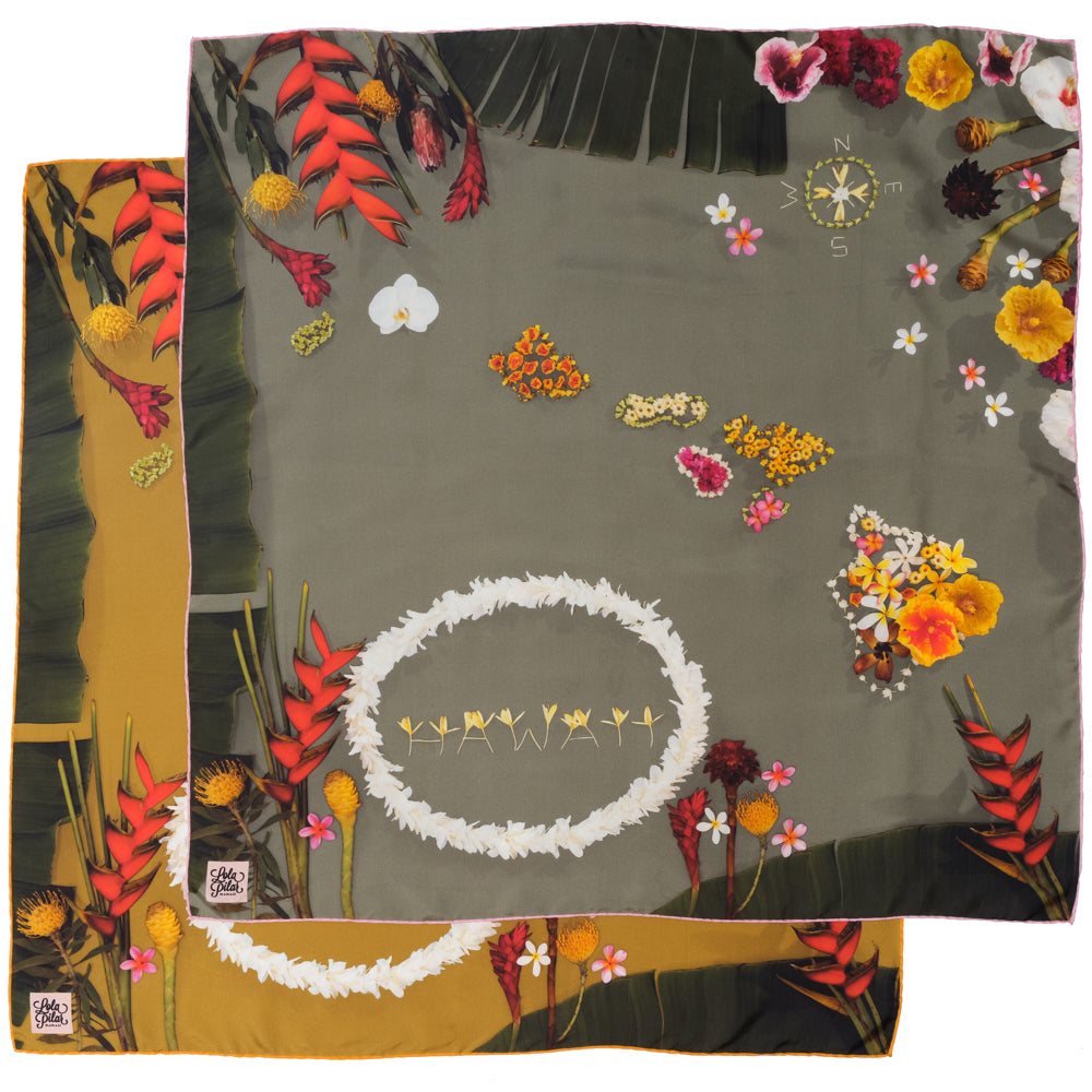 hawaiian island silk twill scarf lola pilar hawaii