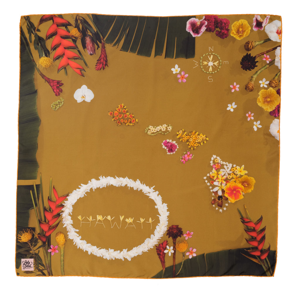 hawaiian island silk twill scarf lola pilar hawaii