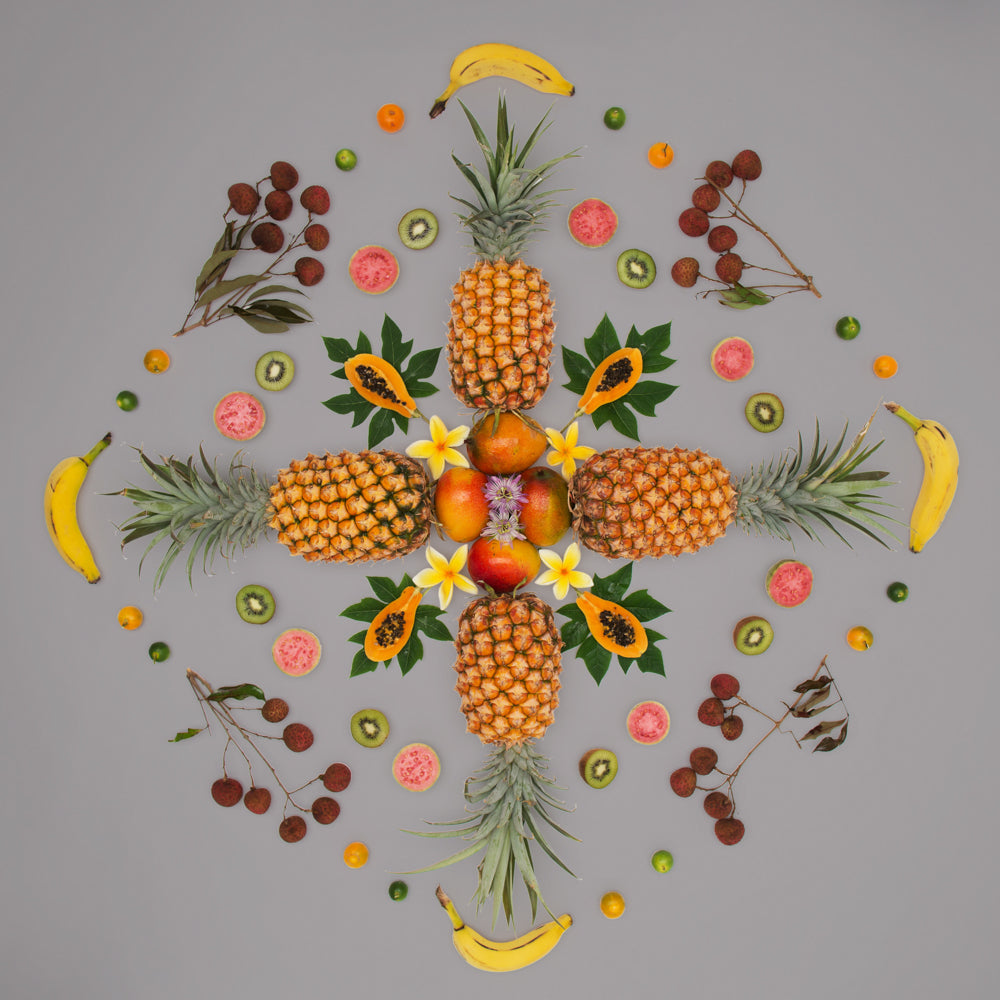 tropical fruit salad using fruits found in chinatown hawaii pineapple artwork artist in hawaii