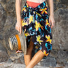 lola pilar hawaii sarong featuring blue jade and yellow plumeria