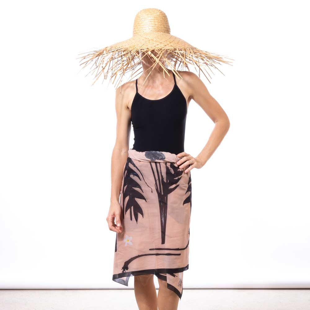 la fleur noire sarong pareo 100% cotton desinged in hawaii made in italy