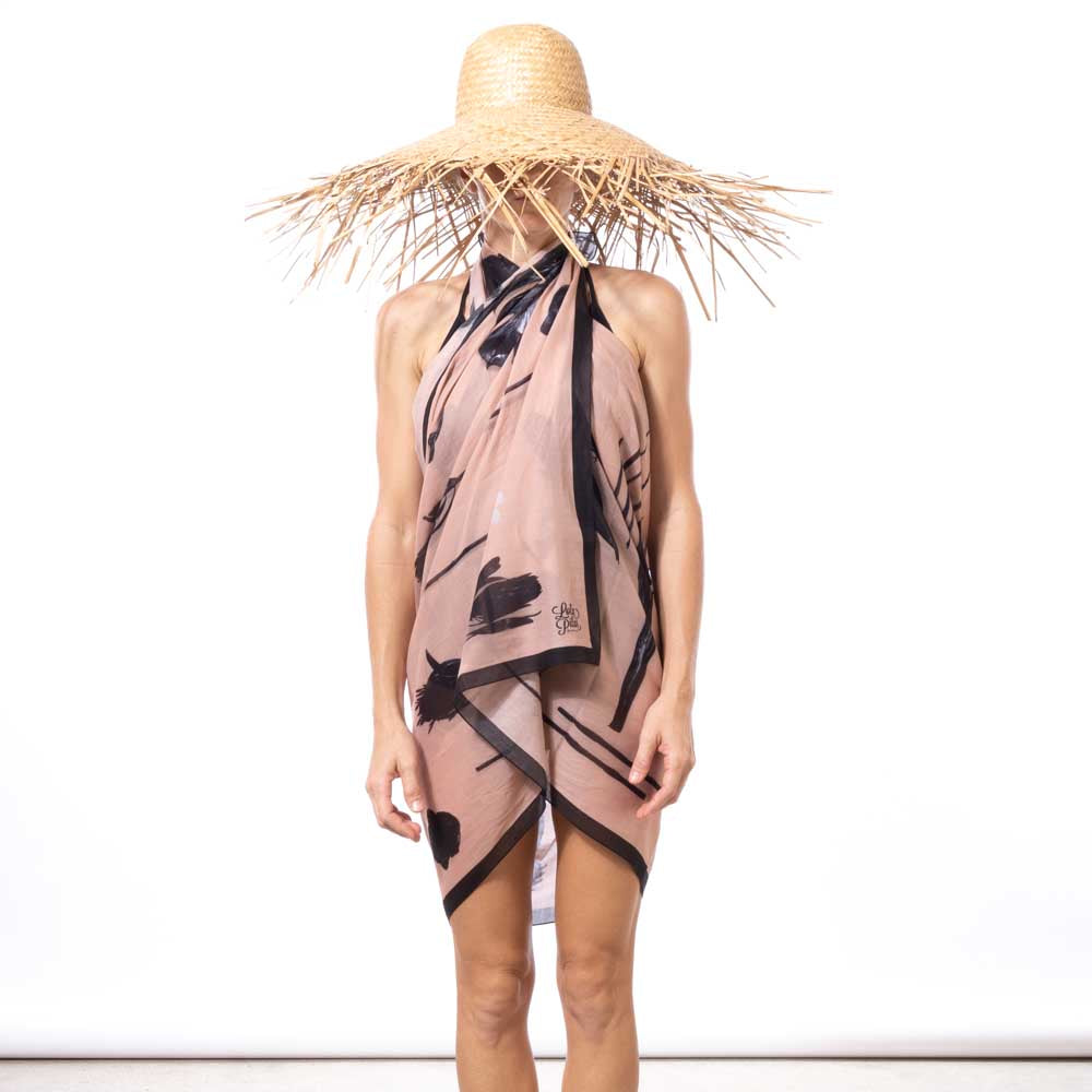 la fleur noire sarong pareo 100% cotton desinged in hawaii made in italy