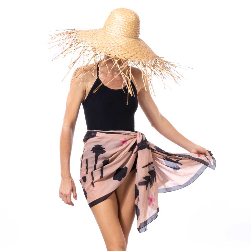 la fleur noire sarong pareo 100% cotton desinged in hawaii made in italy