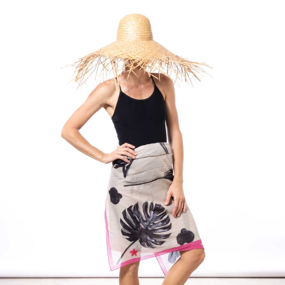 la fleur noire sarong pareo 100% cotton desinged in hawaii made in italy