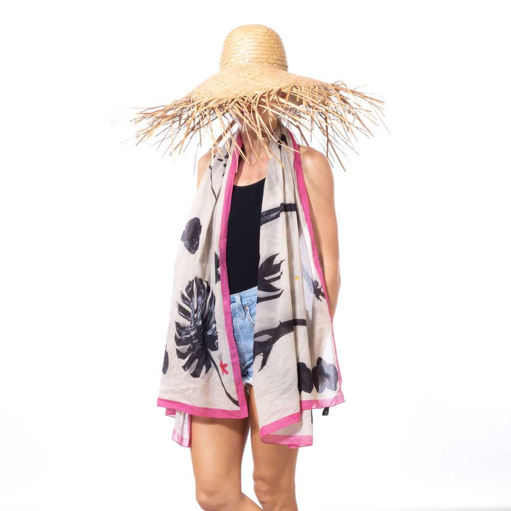 la fleur noire sarong pareo 100% cotton desinged in hawaii made in italy