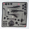 la fleur noire silk twill scarf designed in hawaii made in italy grey with black edges