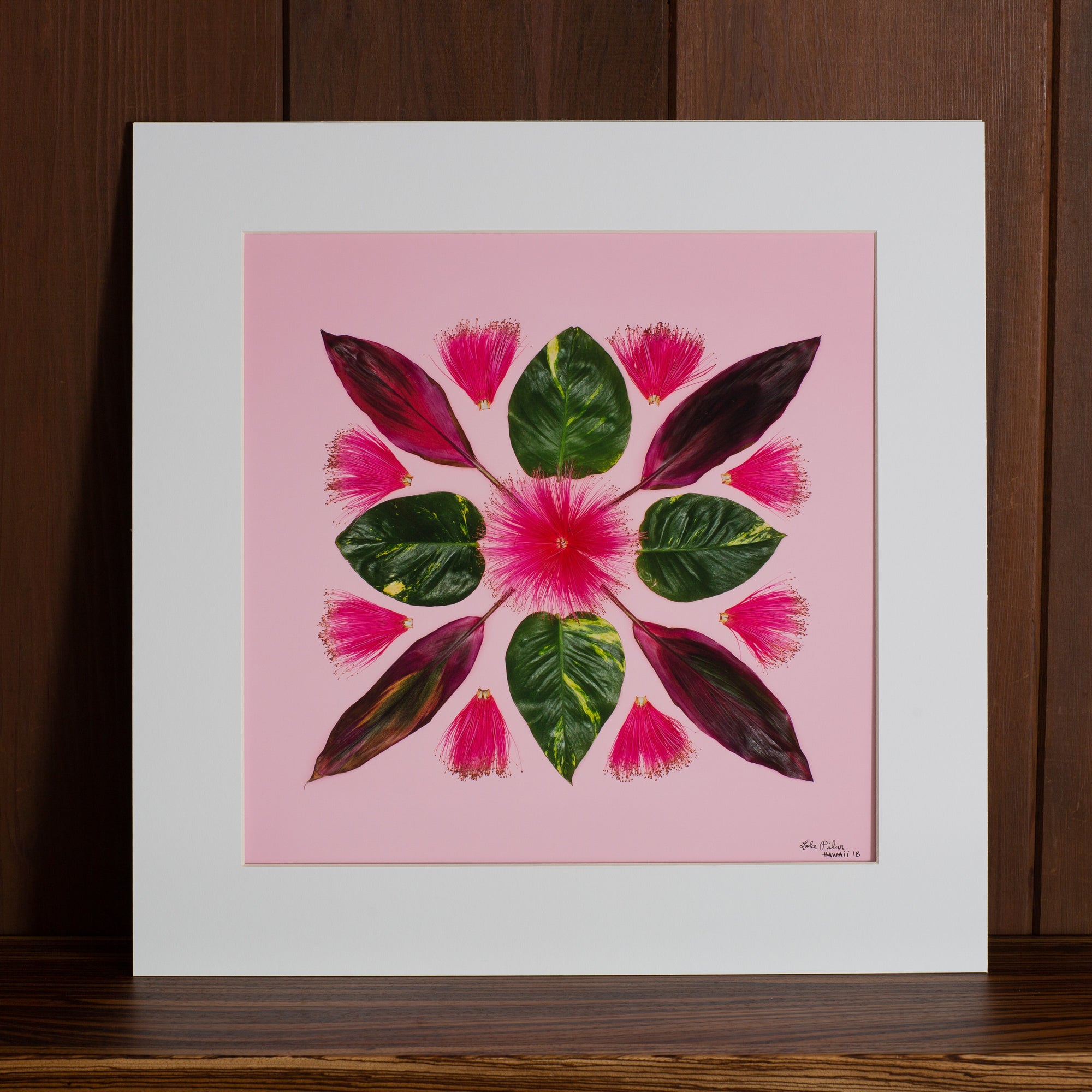 hawaiian art with pink background