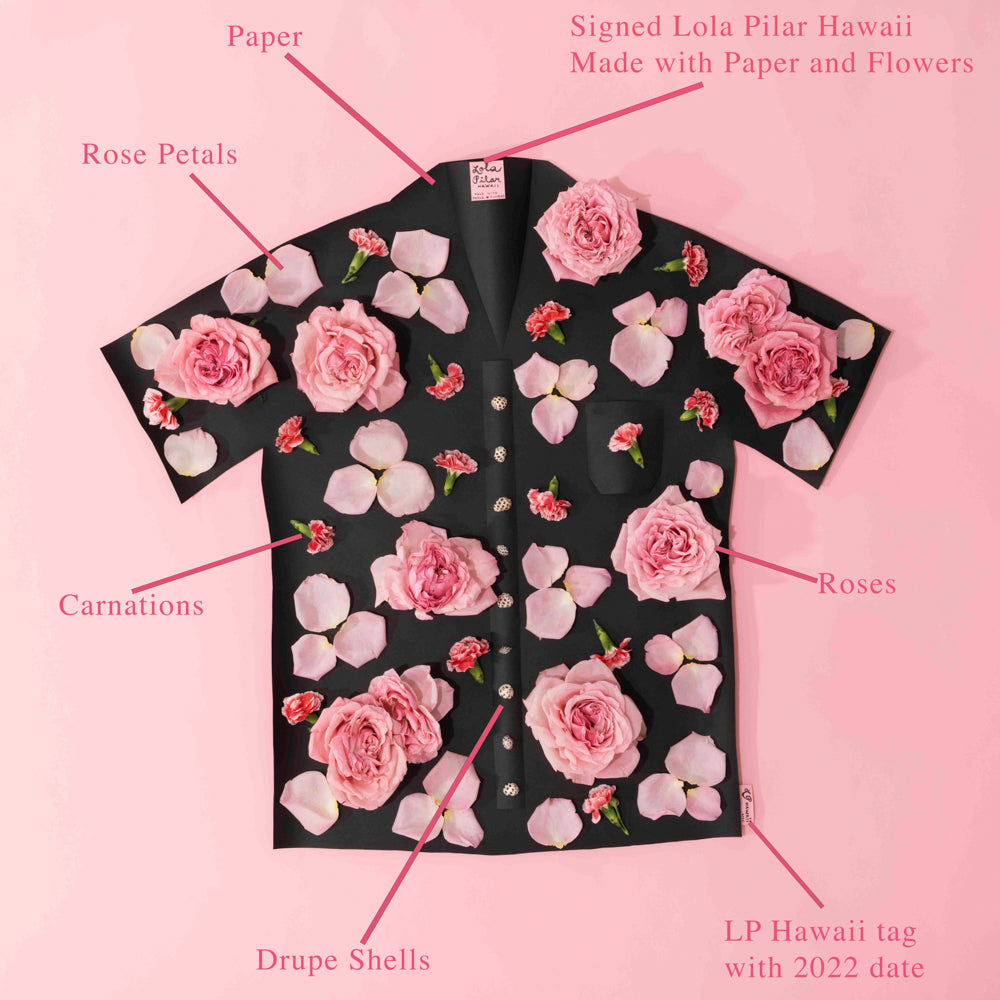 my man wears pink lola pilar hawaii aloha friday collection aloha shirt roses carnations opihi shell photo paper hawaii art