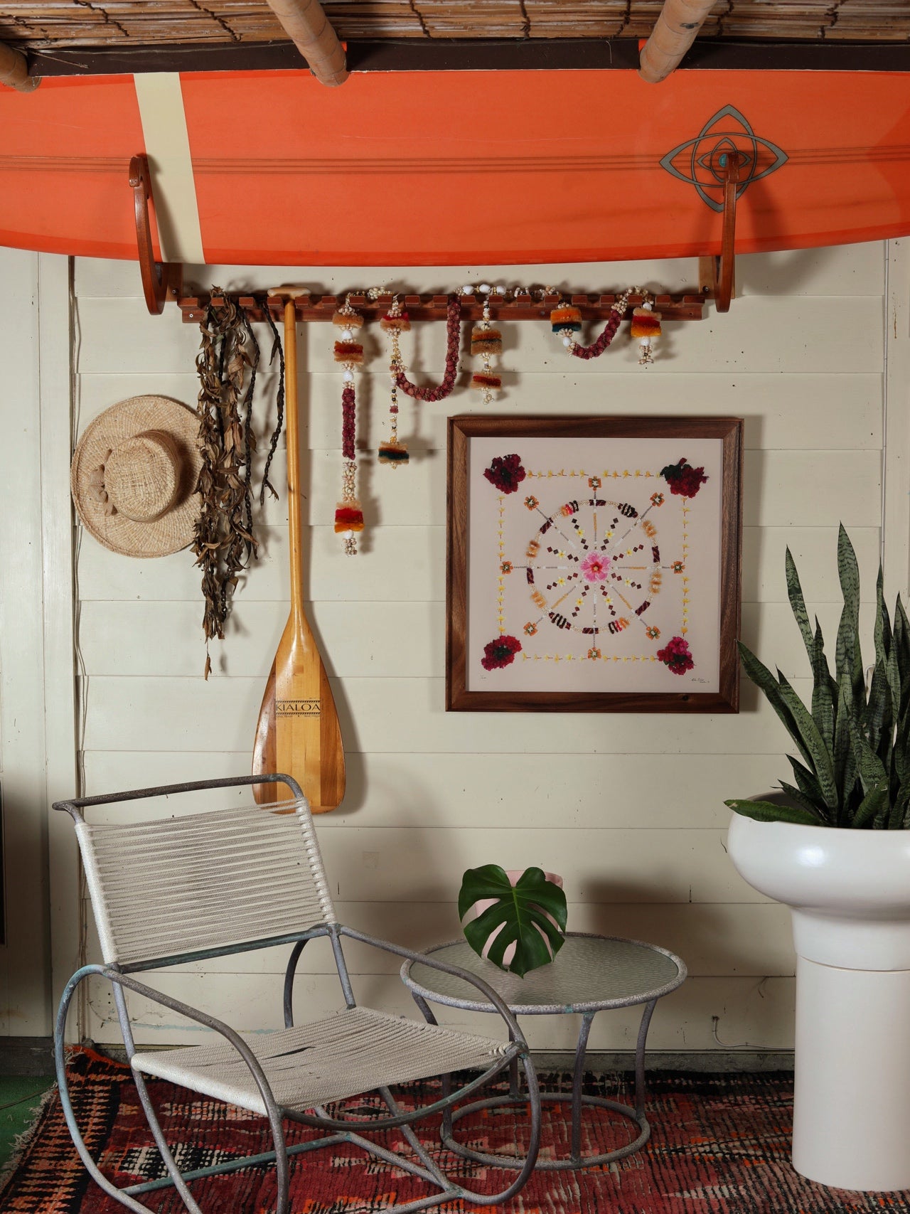 36x36 custom monkeypod frame with hawaiian art