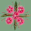 green background spider lily croton and bombax print