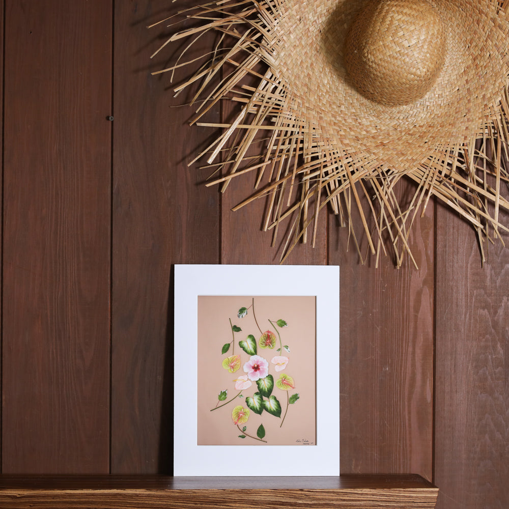 Hawaii tropical flower ar print with anthuriums and hibiscus - Lola Pilar