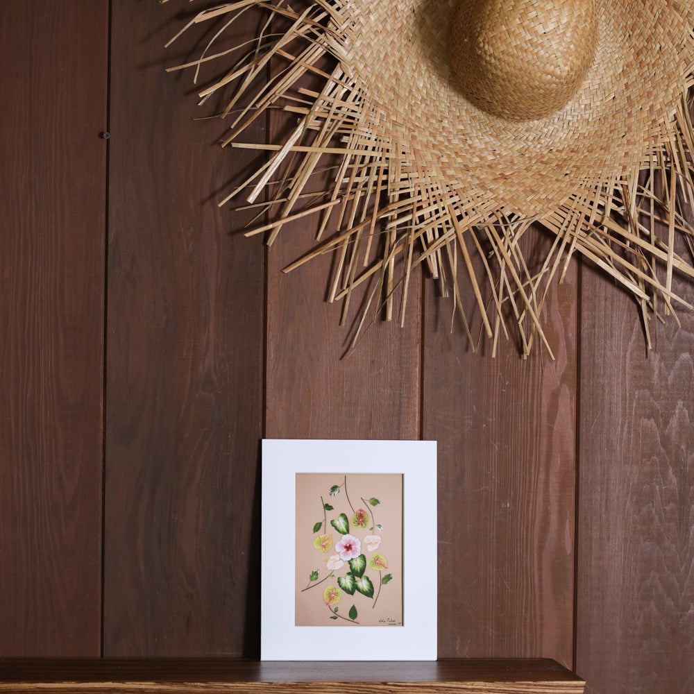 Hawaiian design art print with anthuriums and hibiscus - Lola Pilar