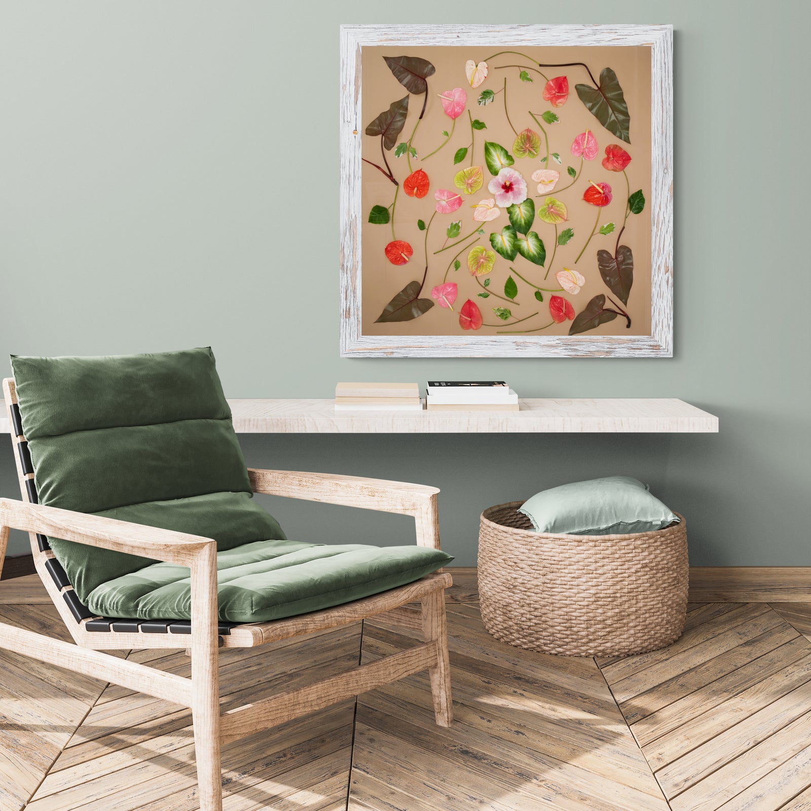 Pualani Gold Hawaiian floral print with anthurium, hibiscus, and philodendron – Lola Pilar Hawaii