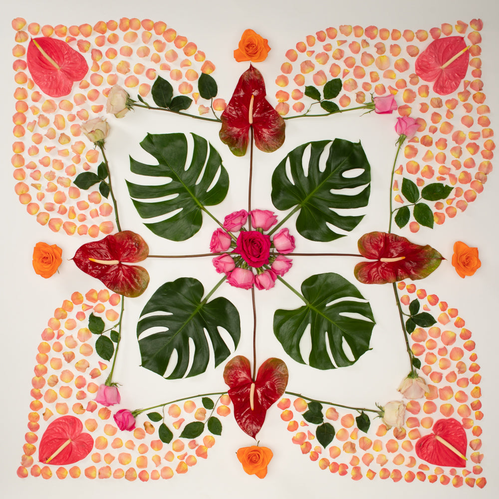 roses monstera and anthuriums in a photo made in hawaii