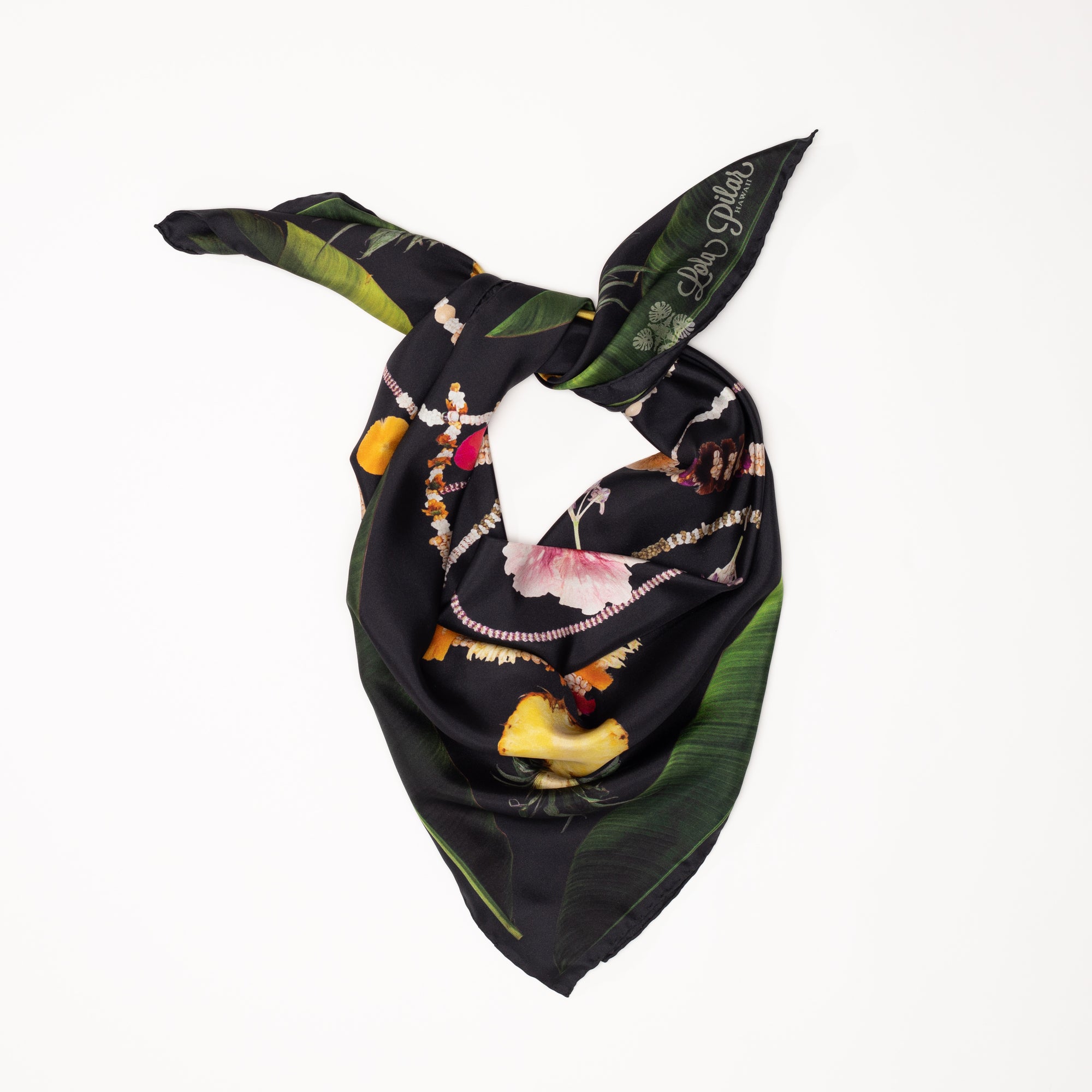 designed in hawaii scarf and made in italy silk twill