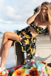 luxuriously soft 100% cotton sarong made in italy designed in hawaii yellow plumeria blue jade