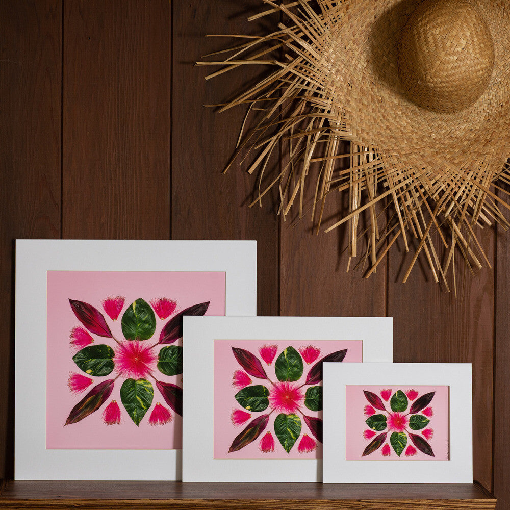 pink bombax hawaiian art quilt design