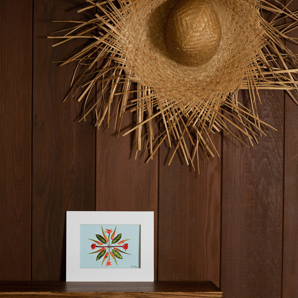 8x10 print hawaii art lauhala hat