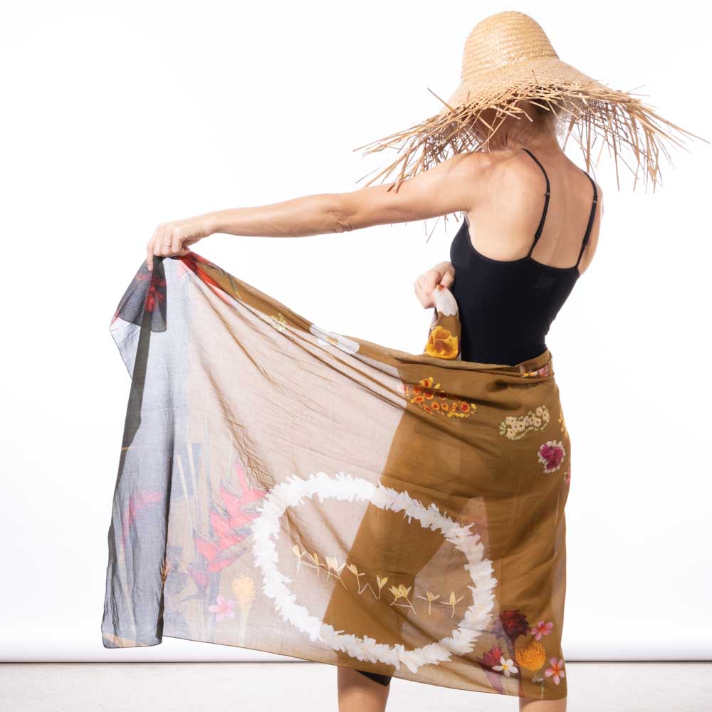 lightweight cotton pareo sarong designed in hawaii  hawaii map