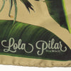lola pilar hawaii logo on olive green silk scarf designed in hawaii