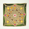 olive green silk scarf with hawaiian quilt design photo with pineapple and hibiscus