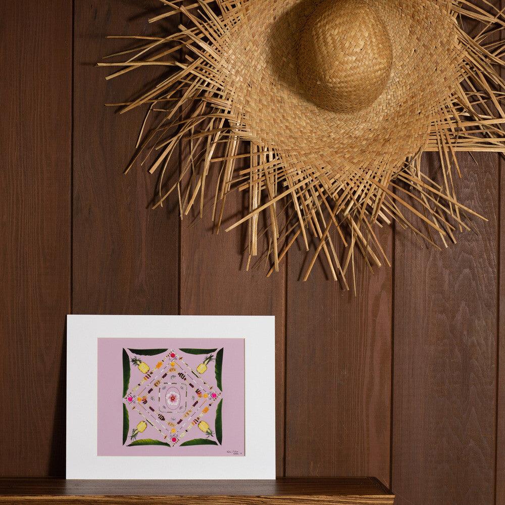 hawaii artist photograph with pineapple hibiscus and leis