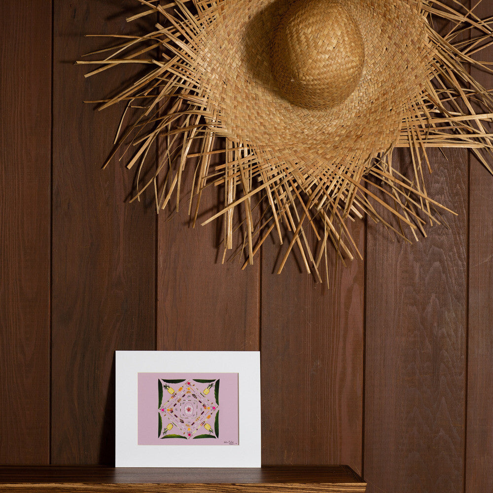 hawaiian art photograph with pineapples and leis