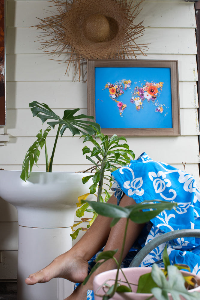 mokulua island sunrise lola pilar hawaii artwork designed in hawaii made in hawaii artist opihi shell kahili ginger pincushion protea aloha shirt aloha friday collection