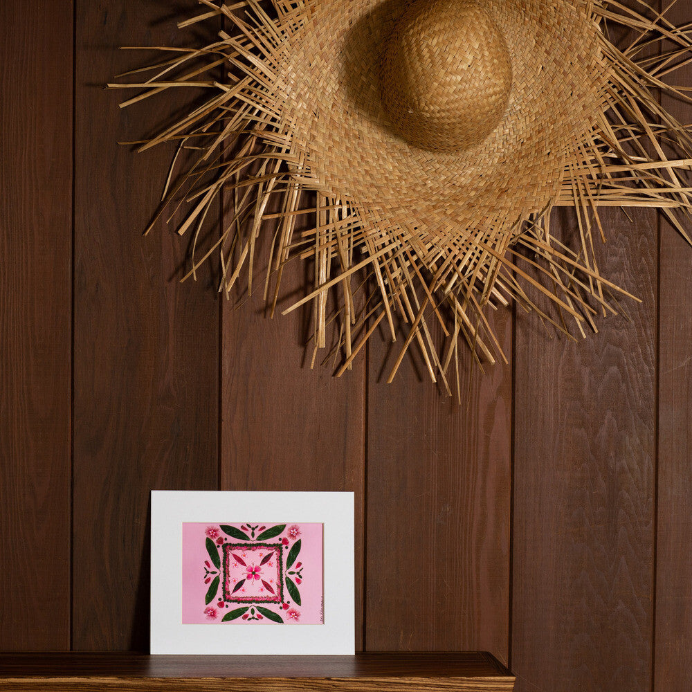 8x10 print with flowers and ocean dreamer lei