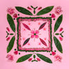 pink background photo with plumeria te leaves bombax and ocean dreamer leis