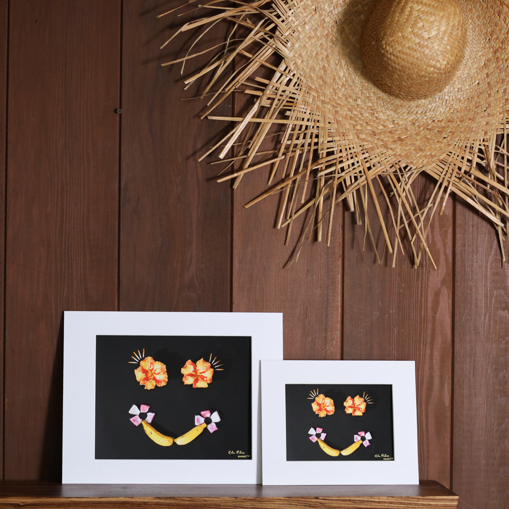 hawaii photo of apple banana and hibiscus