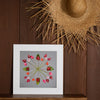 grey background with anthuriums in a circular motion design