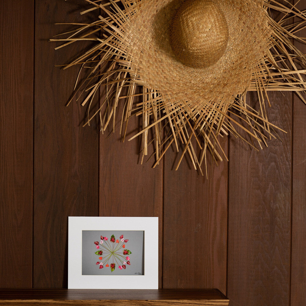 grey photo paper with anthuriums