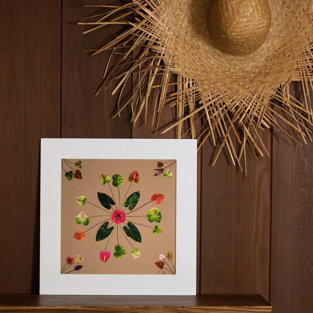 tutus quilt nude background with anthuriums anthurium leaves and hibiscus